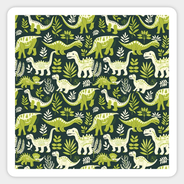 Delightful Dinosaurs in Enchanted Garden Pattern Sticker by star trek fanart and more